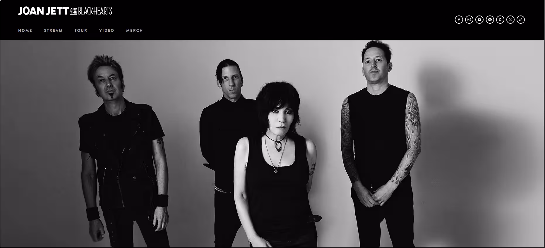 Joan Jett and the Blackhearts official website screenshot — rebel brand archetype