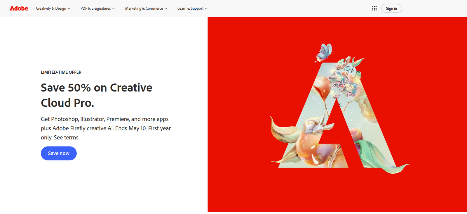 Adobe website screenshot — creator brand archetype in software infrastructure