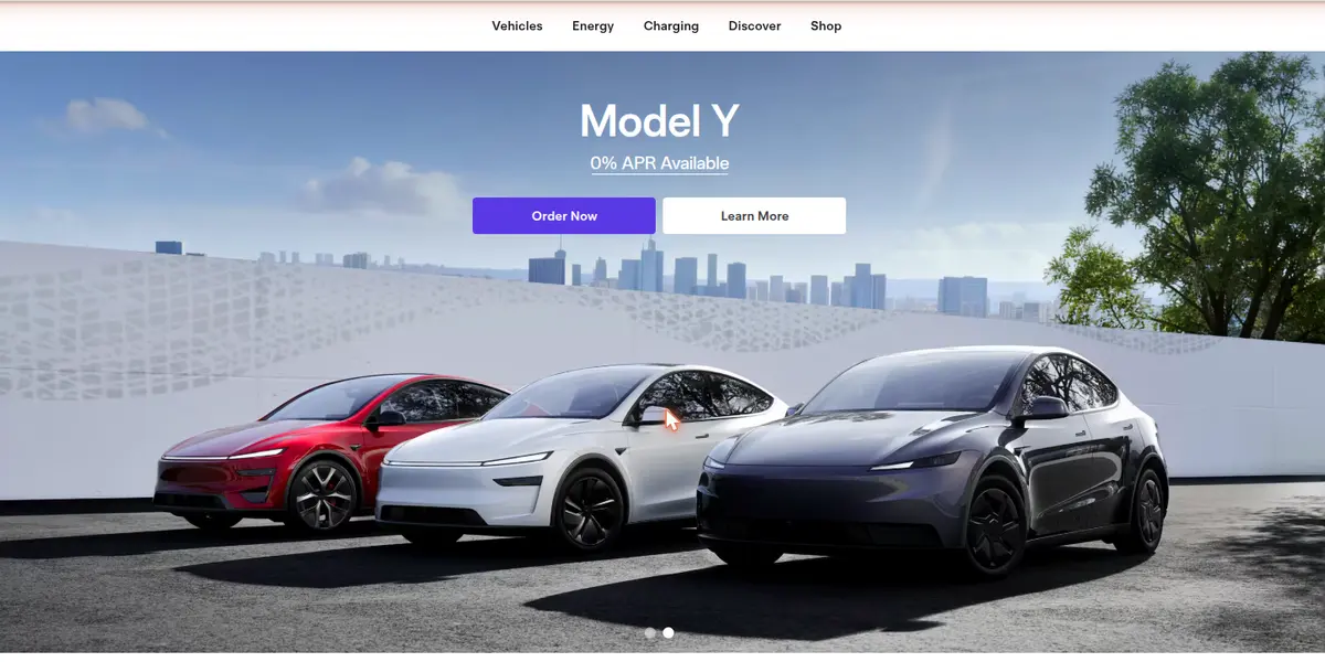 Tesla website screenshot — magician brand archetype in automotive industry
