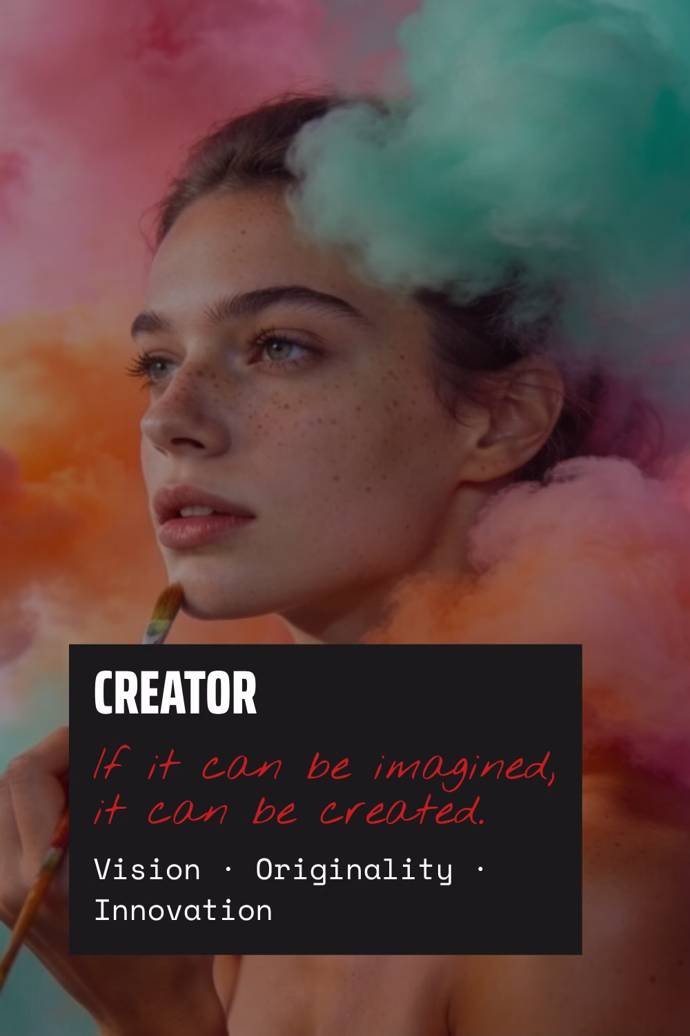 Creator brand archetype card — vision, originality, innovation