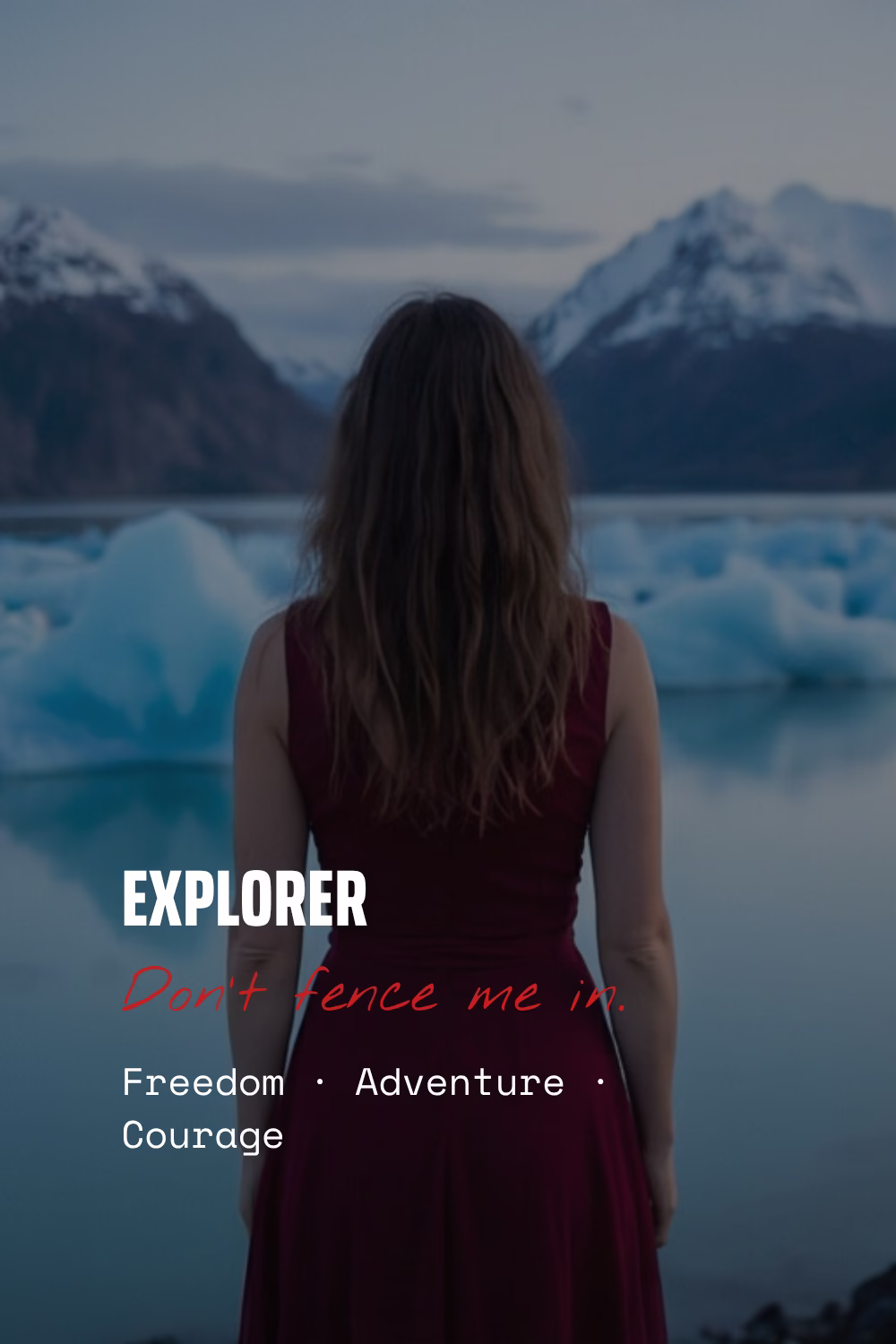 Explorer brand archetype card — freedom, adventure, courage