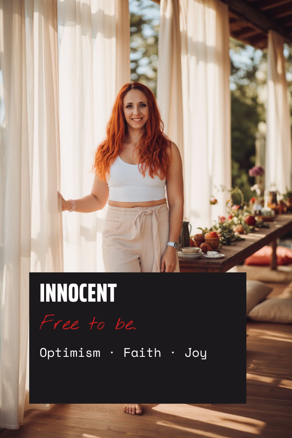 Innocent brand archetype card — optimism, faith, joy