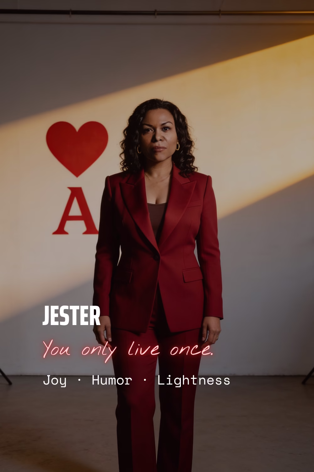 Jester brand archetype card — joy, humor, lightness