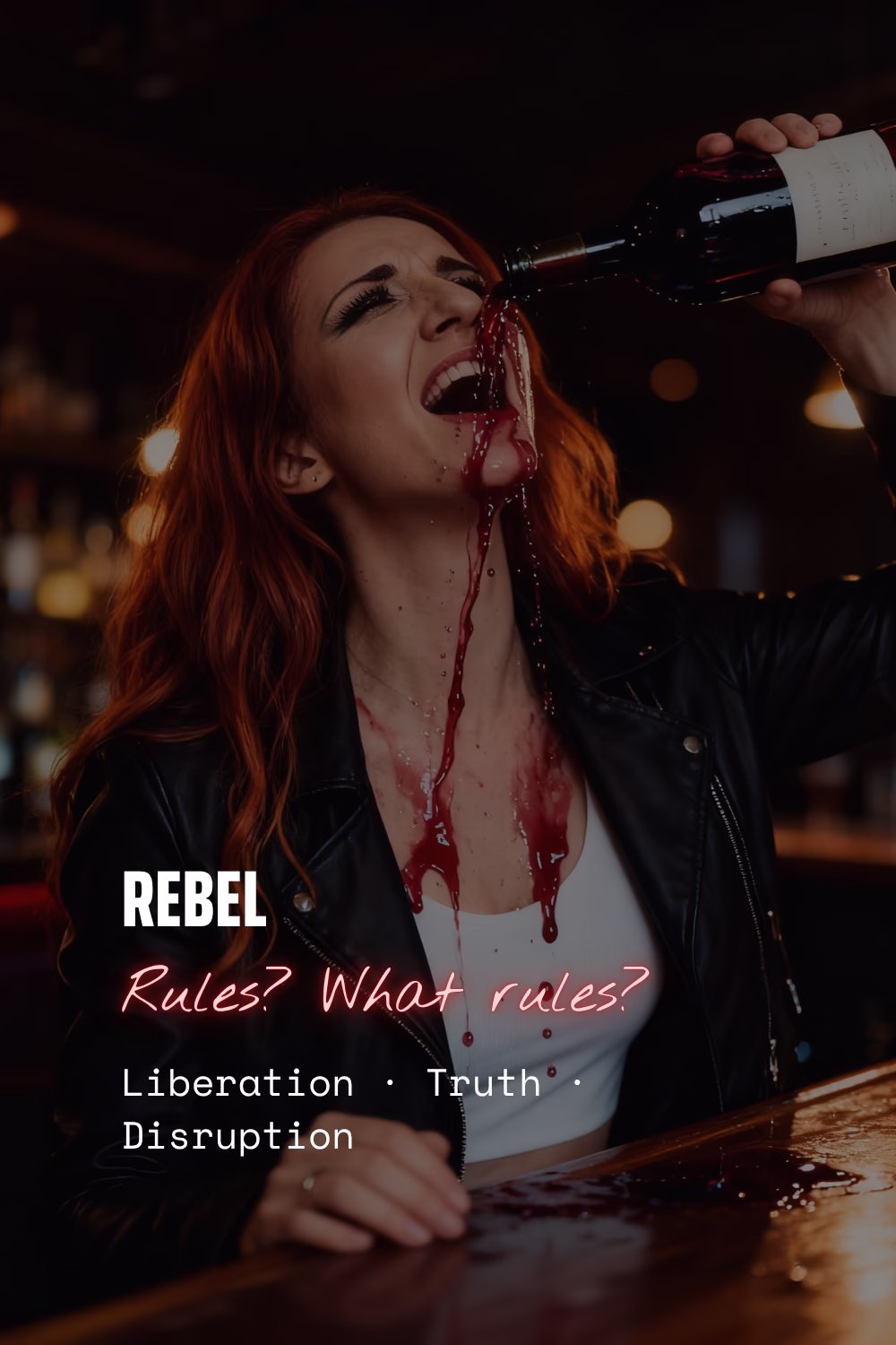 Rebel brand archetype card — liberation, truth, disruption