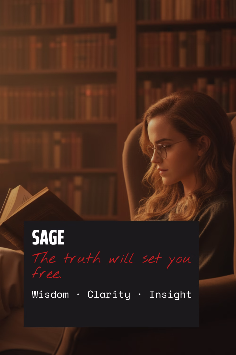 Sage brand archetype card — wisdom, clarity, insight